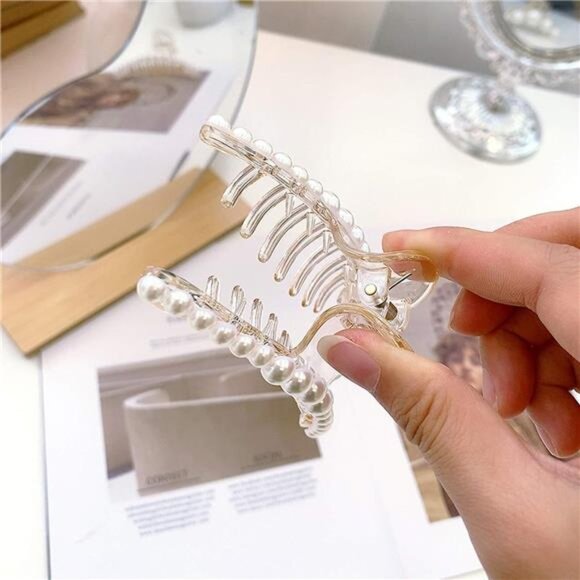 Pearl Hair Claw Clips (4PCS) | Large Strong Hold Nonslip Barrettes - Picture 4 of 4